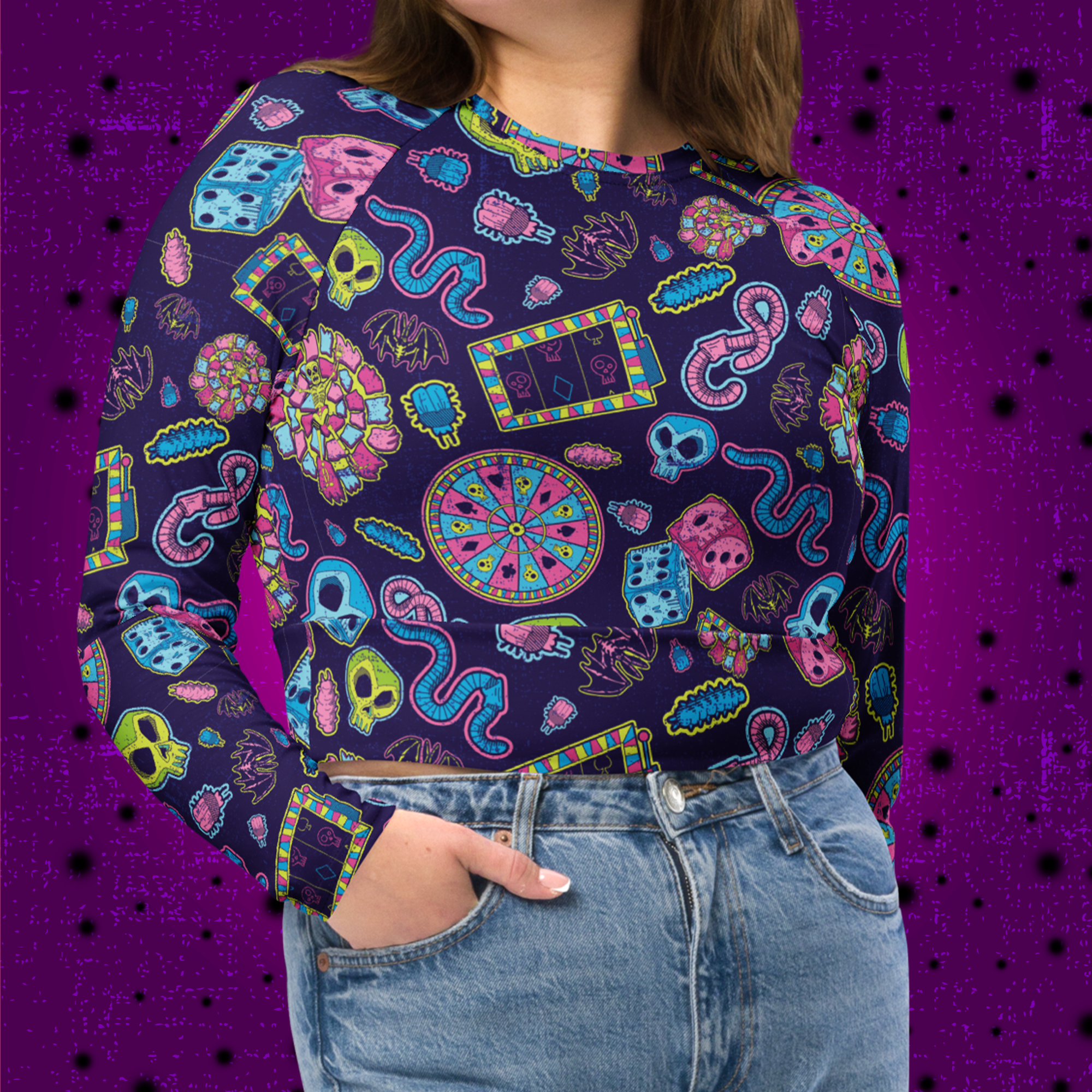 Boogie's Casino Long-Sleeve Crop Top - Park Candy