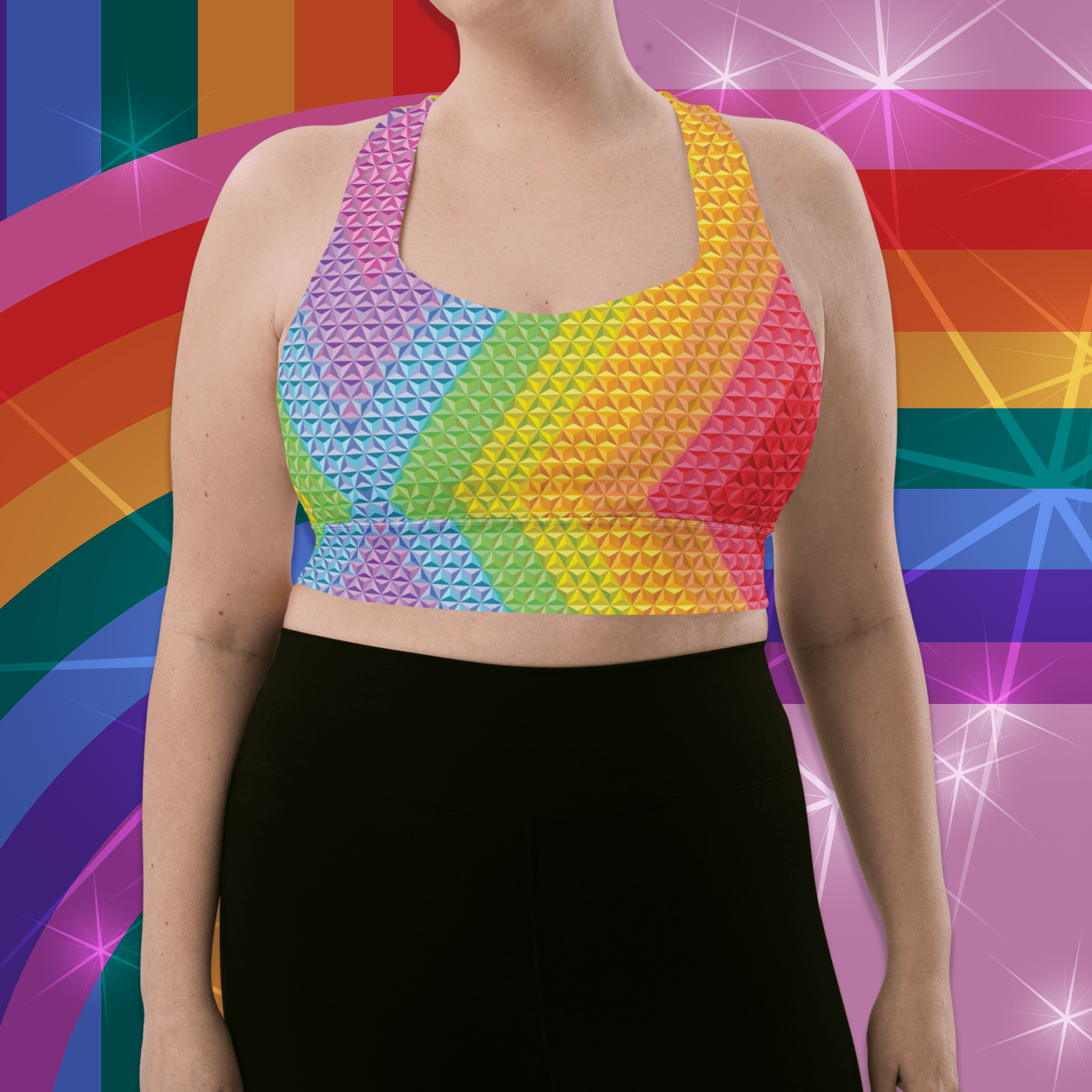 Spaceship Pride Longline Sports Bra | Park Candy