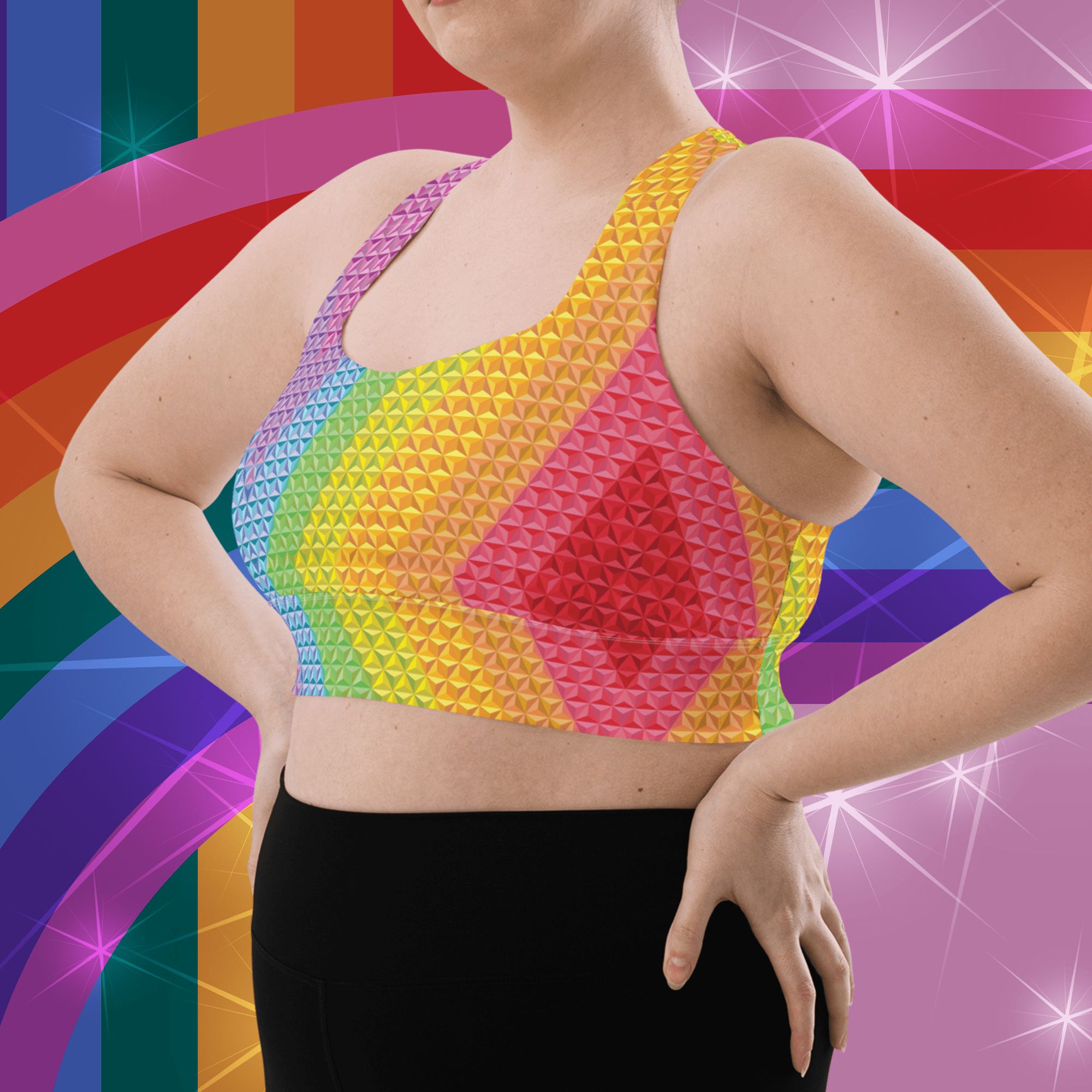 Spaceship Pride Longline Sports Bra | Park Candy