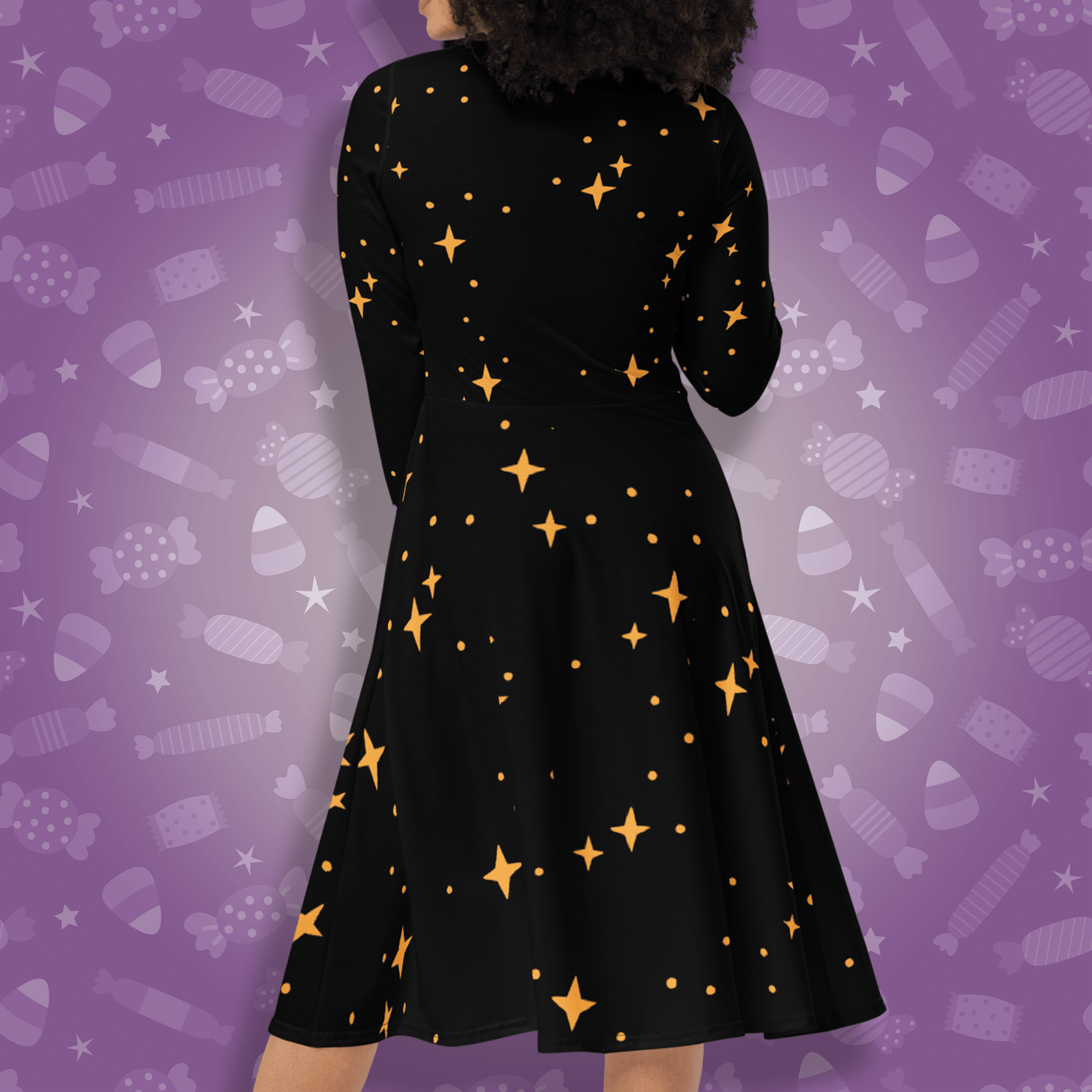 Spooky Nights Long Sleeve Midi Dress | Park Candy