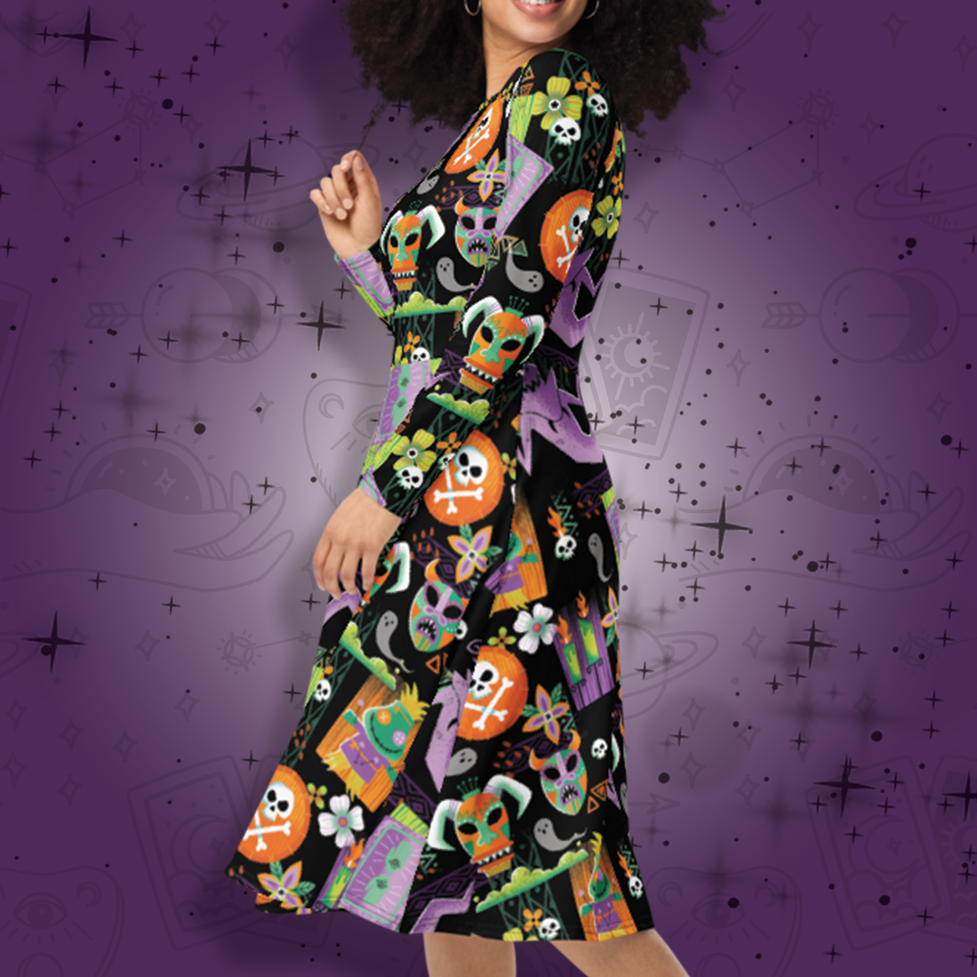 Voodoo Hoodoo Long Sleeve Midi Dress - Park Candy