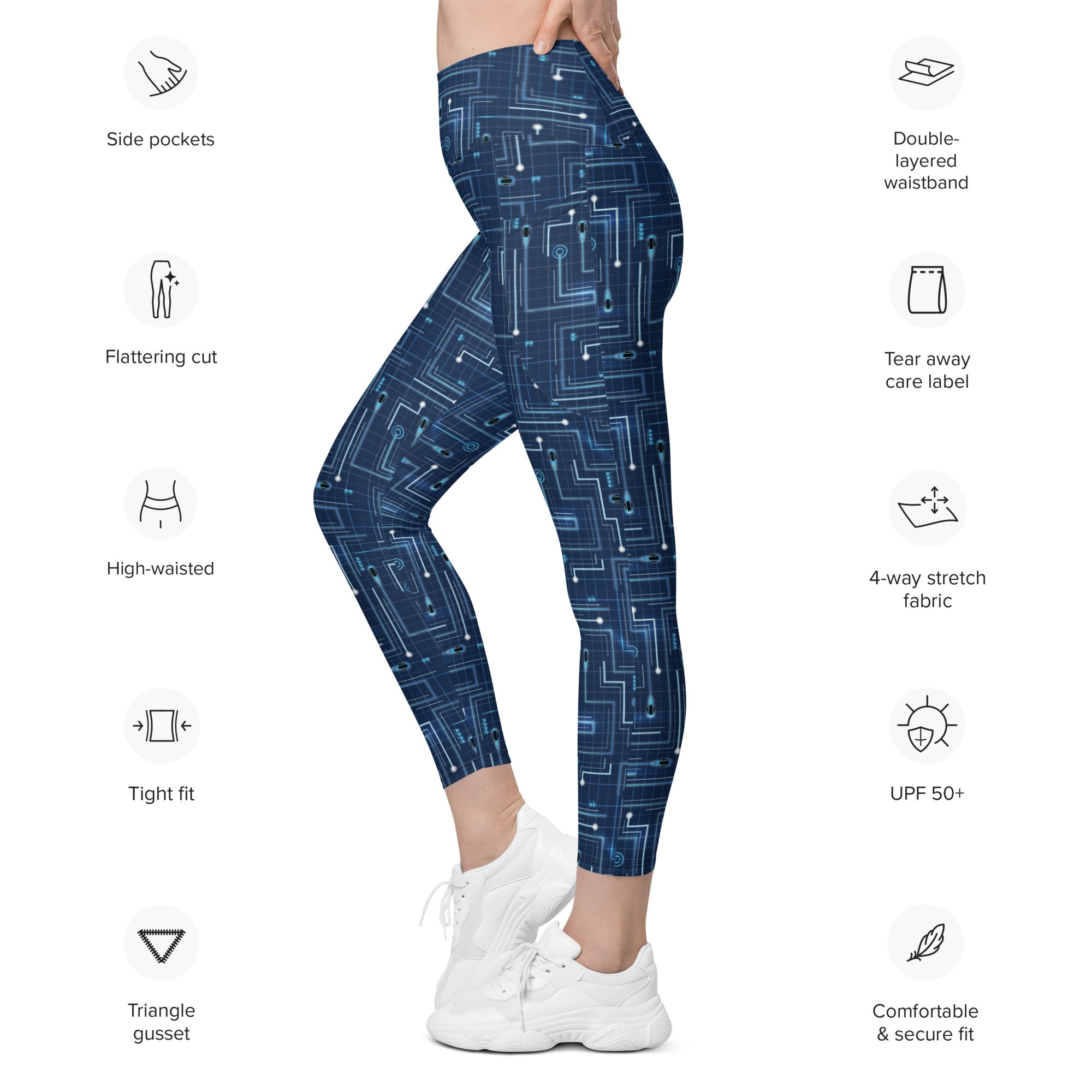 Women's Leggings Pattern With Stretch Fabric, High Waist, Plus